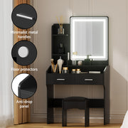 Artiss Dressing Table Set Stool Led Black FUR-V-DRESS03-LED-BK-AB