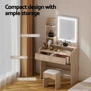 Artiss Dressing Table Set Stool Led Wood FUR-V-DRESS03-LED-WD-AB