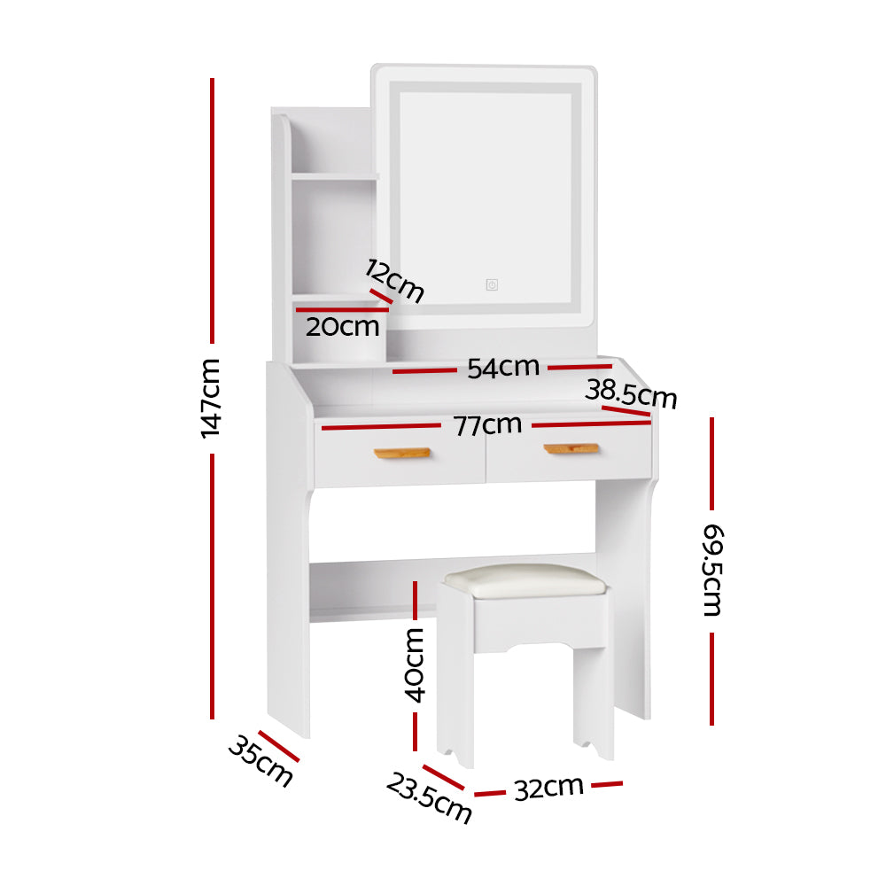 Artiss Dressing Table Set Stool Led White Doria FUR-V-DRESS03-LED-WH-AB