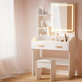 Artiss Dressing Table Set Stool Led White Doria FUR-V-DRESS03-LED-WH-AB