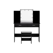 Artiss Dressing Table Set Stool 10 Led Bulbs Black Dulcea