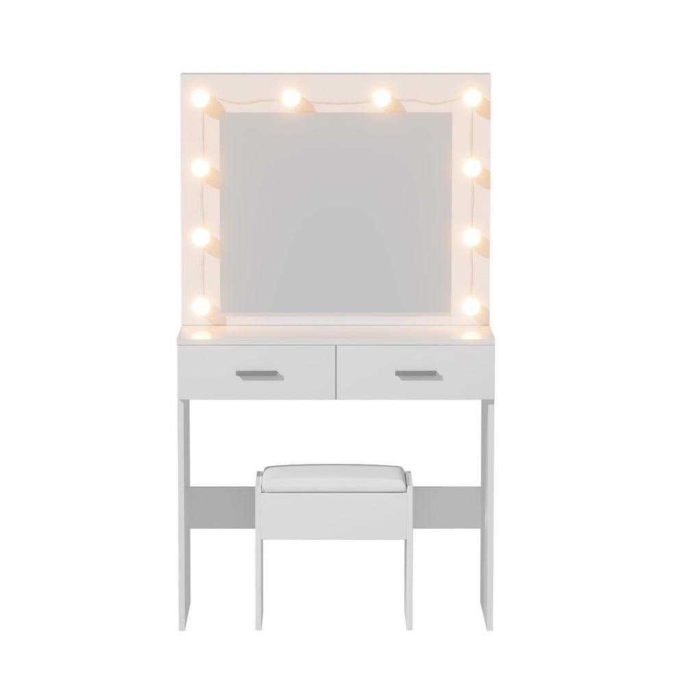 Artiss Dressing Table Vanity Desk Set Stool 10 Led Bulbs White FUR-V-DRESS06-LED-WH-AB
