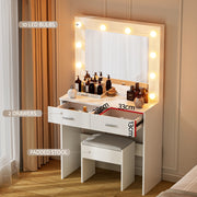 Artiss Dressing Table Vanity Desk Set Stool 10 Led Bulbs White FUR-V-DRESS06-LED-WH-AB