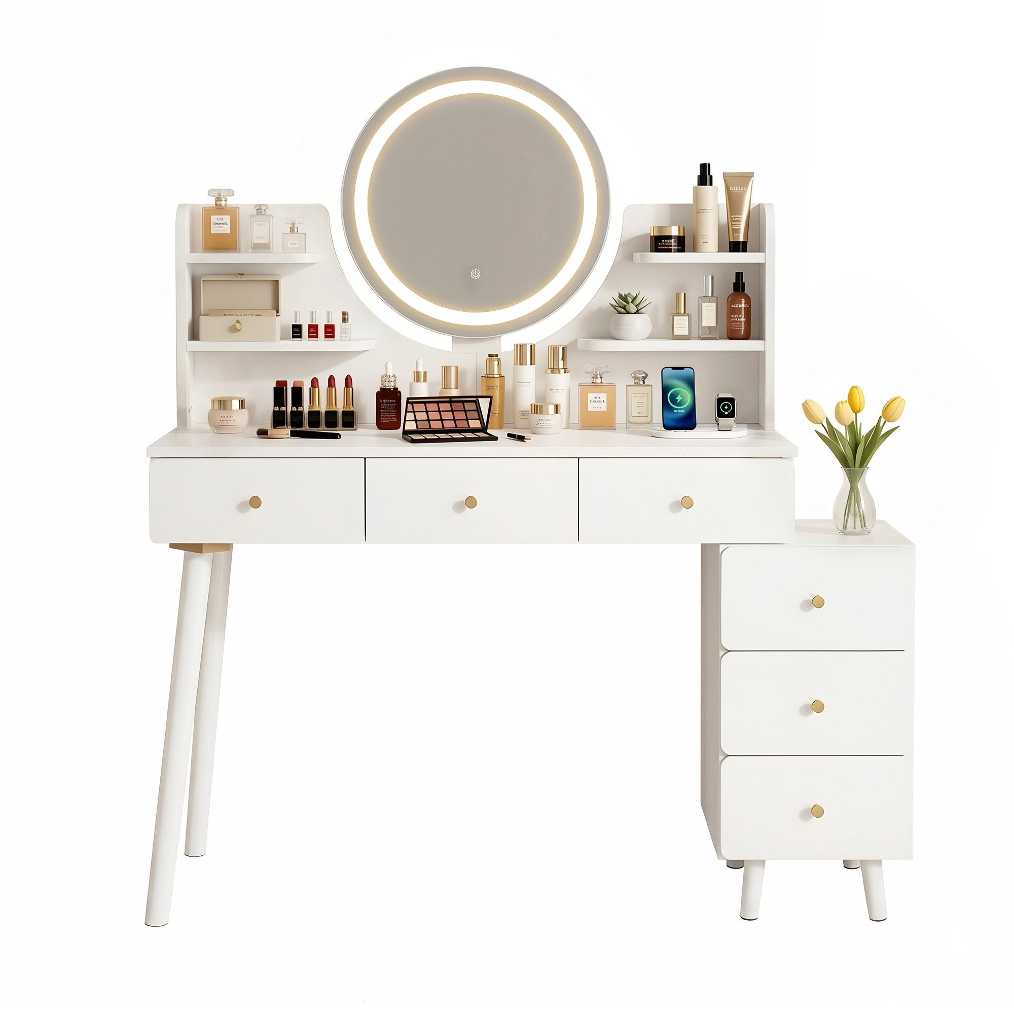 Artiss Dressing Table Vanity Desk LED Charging Station White FUR-V-DRESS07-WH-AB