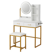 Artiss Dressing Table Vanity Desk Set Stool LED Charging Station White FUR-V-DRESS08-WH