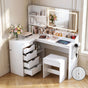 Artiss Dressing Table Corner Vanity Desk Set Stool LED Charging Station White FUR-V-DRESS09-WH-AB