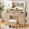 Artiss Dressing Table Makeup Vanity Desk Large LED Mirror 10 Drawers Power Outlet Hair Dryer Holder Hook Wood