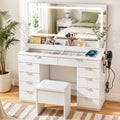 Artiss Dressing Table Makeup Vanity Desk Large LED Mirror 10 Drawers Power Outlet Hair Dryer Holder Hook White