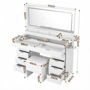 Artiss Dressing Table Makeup Vanity Desk Large LED Mirror 10 Drawers Power Outlet Hair Dryer Holder Hook White
