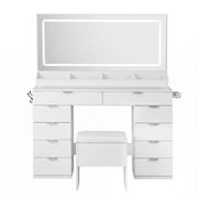 Artiss Dressing Table Makeup Vanity Desk Large LED Mirror 10 Drawers Power Outlet Hair Dryer Holder Hook White