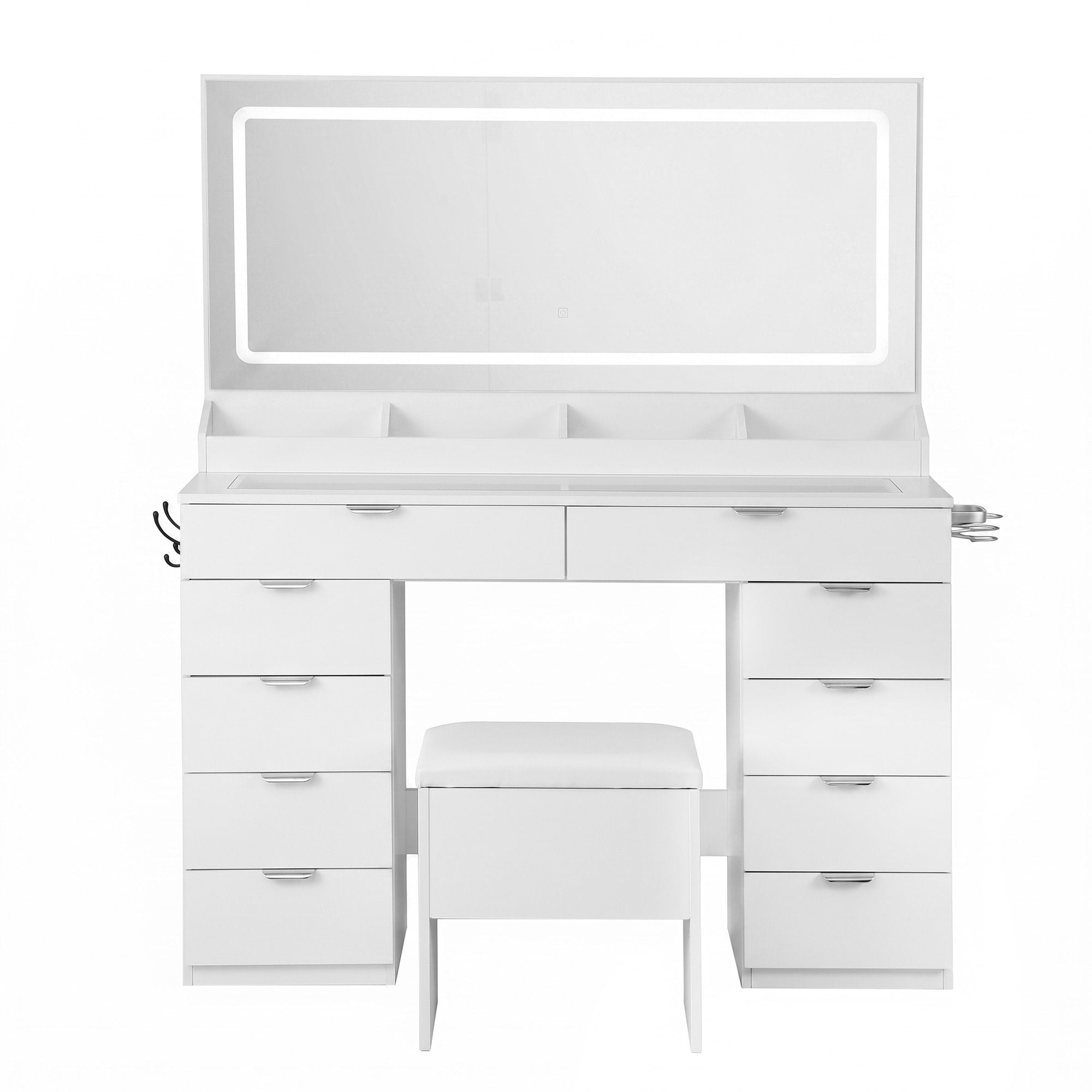 Artiss Dressing Table Makeup Vanity Desk Large LED Mirror 10 Drawers Power Outlet Hair Dryer Holder Hook White