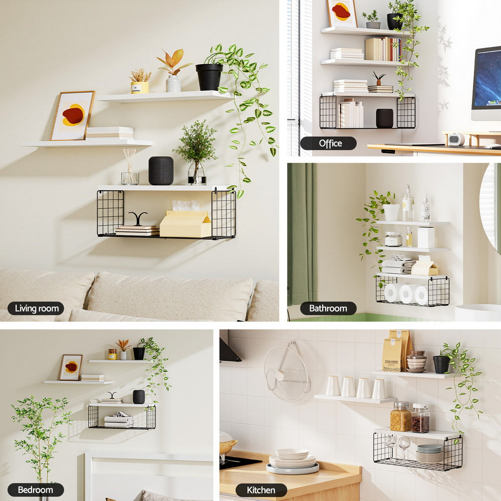 Artiss Floating Wall Shelf Set of 3 White FUR-V-WALL-01-WH