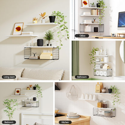 Artiss Floating Wall Shelf Set of 3 White FUR-V-WALL-01-WH
