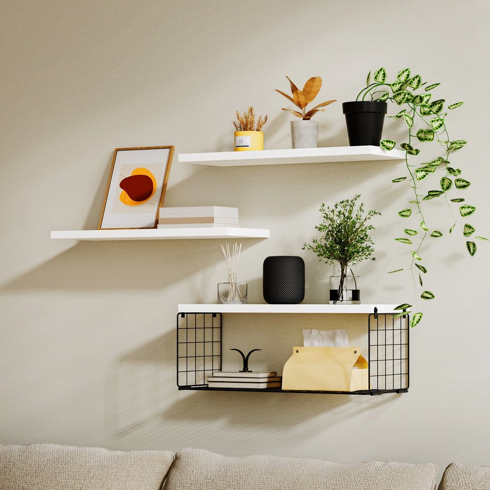 Artiss Floating Wall Shelf Set of 3 White FUR-V-WALL-01-WH
