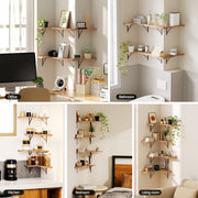 Artiss Floating Wall Shelf Corner Shelves Set of 4 Wood FUR-V-WALL-02-WD