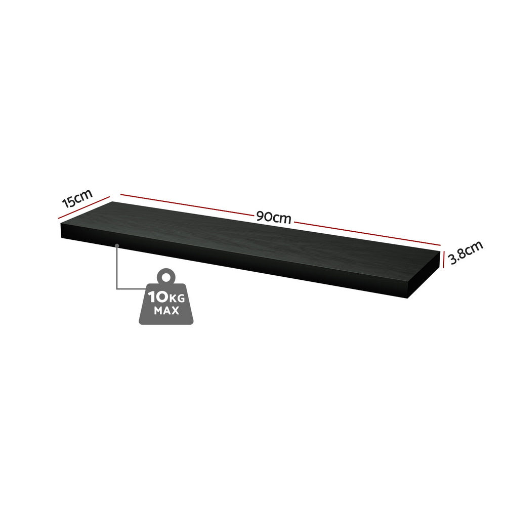 Artiss Floating Wall Shelf Set of 2 Black 90CM FUR-V-WALL-03-BK
