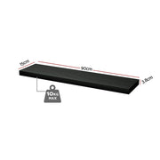 Artiss Floating Wall Shelf Set of 2 Black 90CM FUR-V-WALL-03-BK