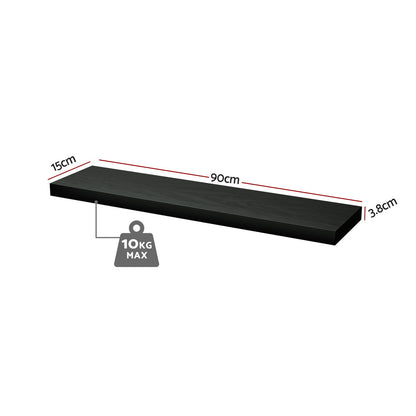 Artiss Floating Wall Shelf Set of 2 Black 90CM FUR-V-WALL-03-BK