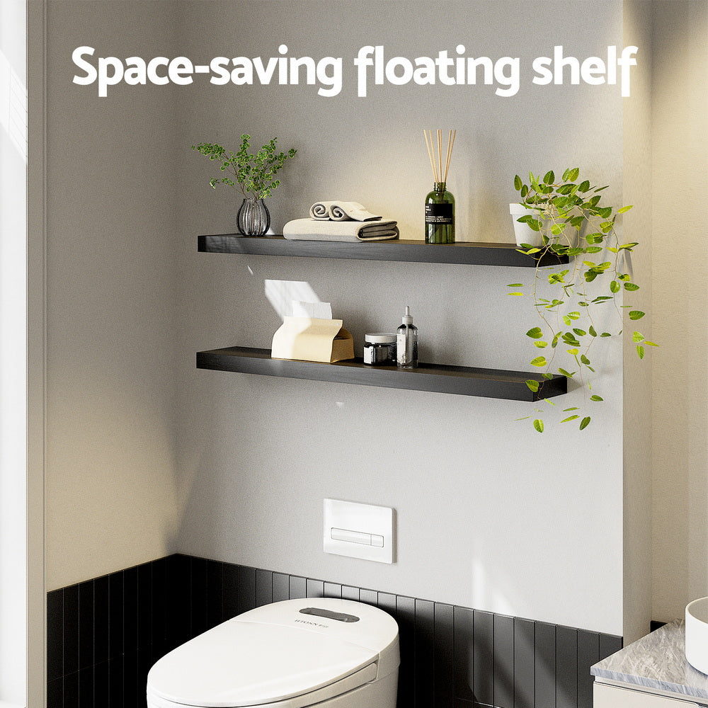 Artiss Floating Wall Shelf Set of 2 Black 90CM FUR-V-WALL-03-BK
