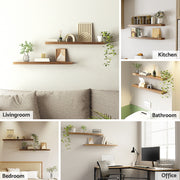 Artiss Floating Wall Shelf Set of 2 Wood 90CM FUR-V-WALL-03-WD