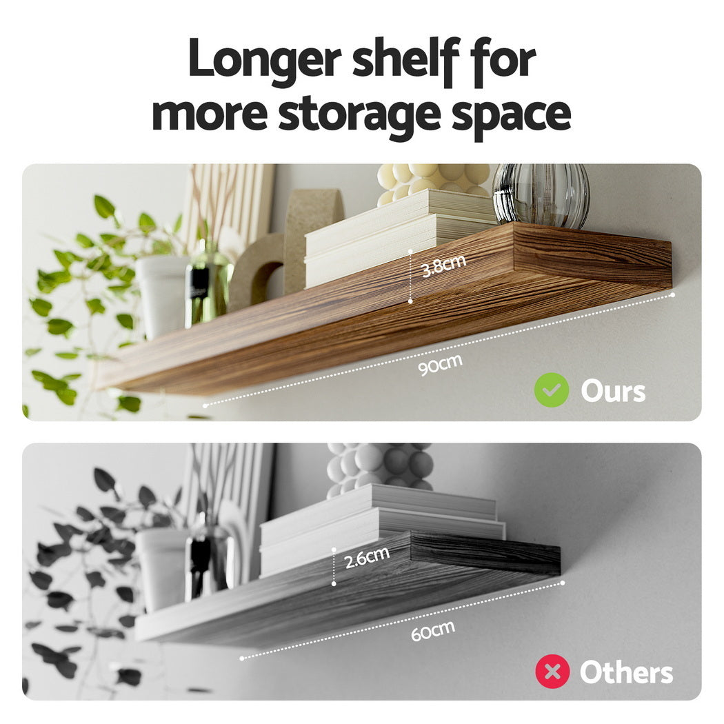 Artiss Floating Wall Shelf Set of 2 Wood 90CM FUR-V-WALL-03-WD