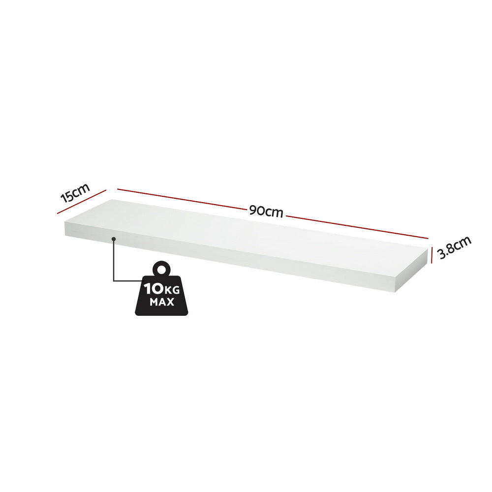 Artiss Floating Wall Shelf Set of 2 White 90CM FUR-V-WALL-03-WH
