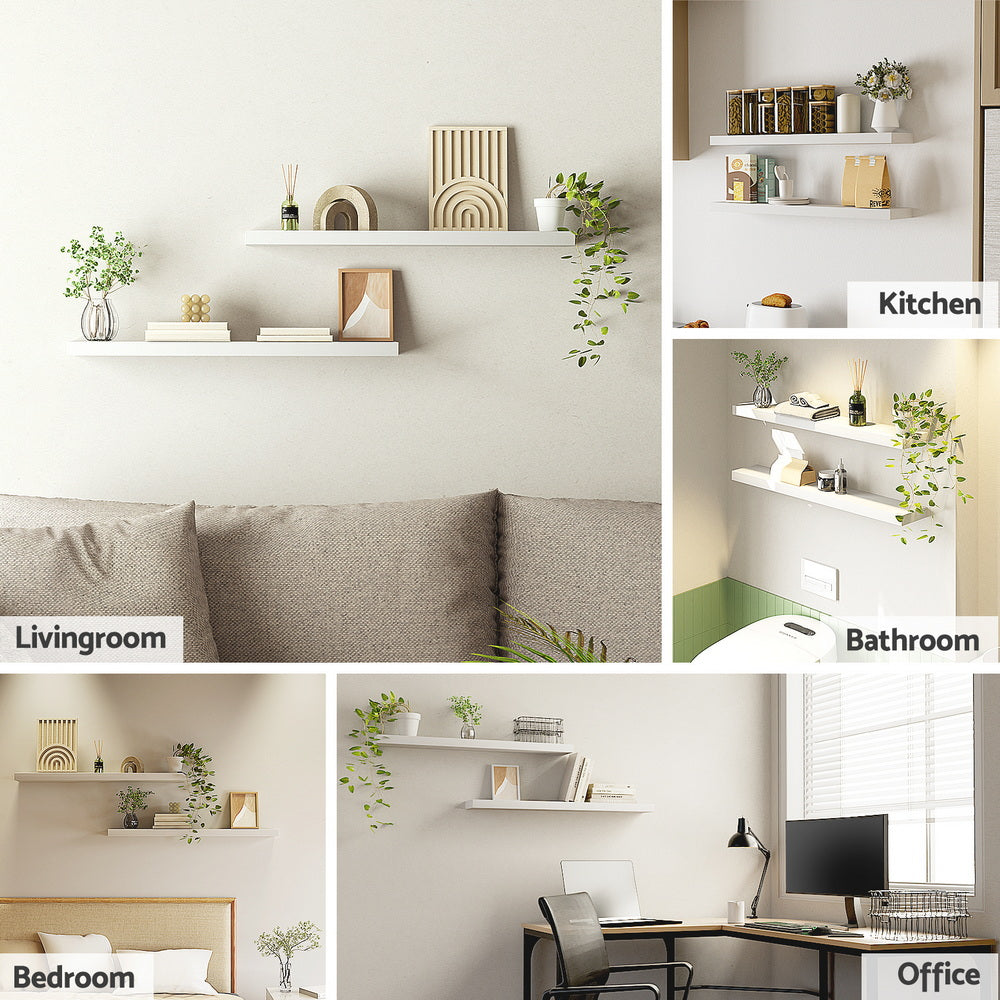 Artiss Floating Wall Shelf Set of 2 White 90CM FUR-V-WALL-03-WH