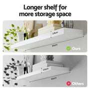 Artiss Floating Wall Shelf Set of 2 White 90CM FUR-V-WALL-03-WH