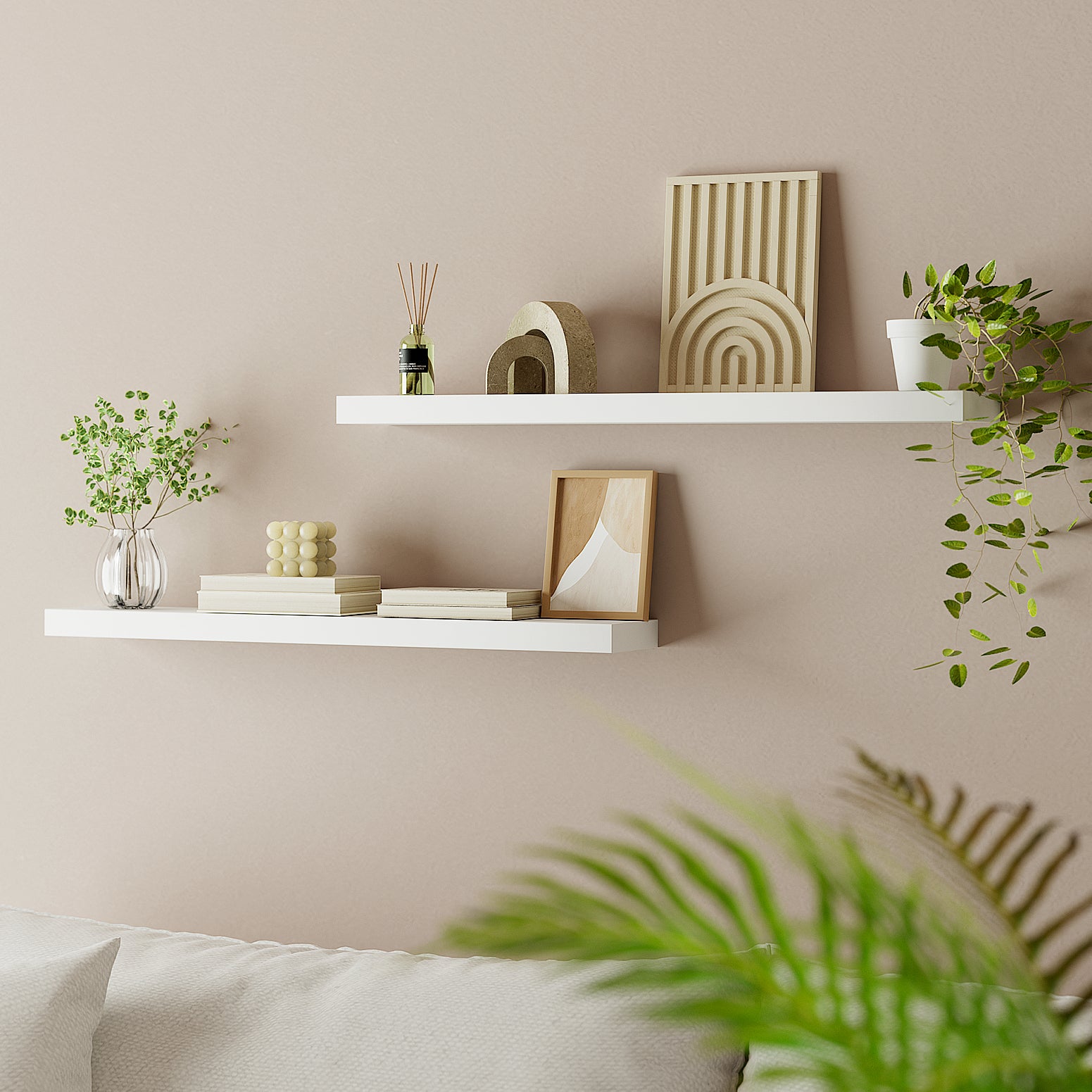Artiss Floating Wall Shelf Set of 2 White 90CM FUR-V-WALL-03-WH