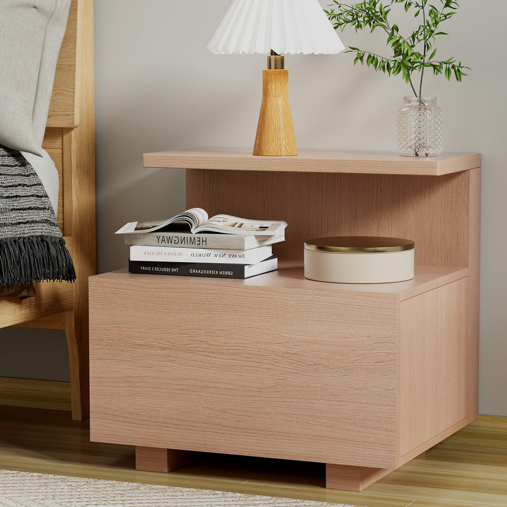 Artiss Bedside Table 1 Drawer - Pine FUR-W-BS-01-WD