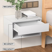 Artiss Floating Bedside Table Nightstand Drawer White FUR-W-BS-FLO-01-WH