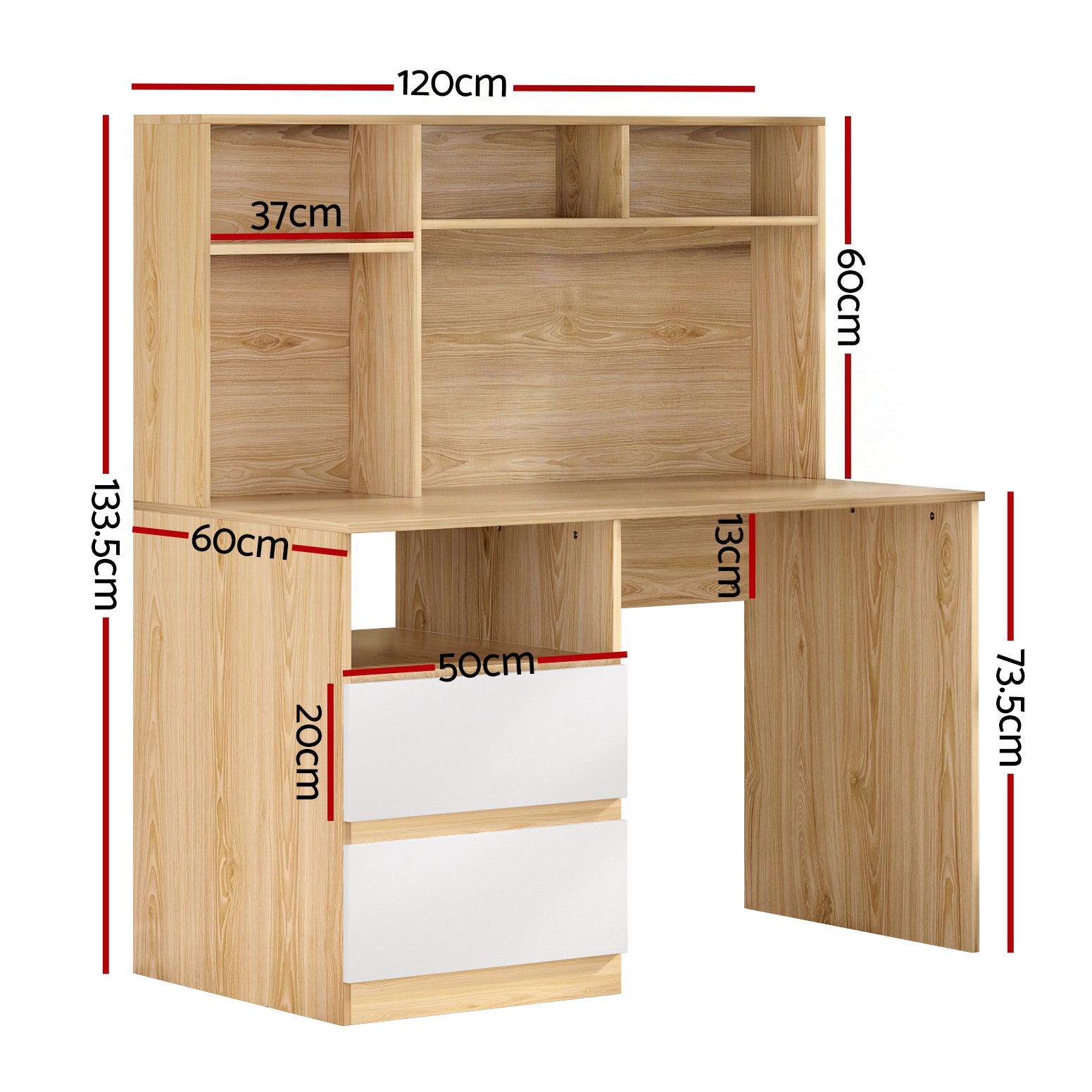 Artiss Computer Desk Office Study Desks Table Bookshelf Drawer FUR-W-CD120-WH-AB