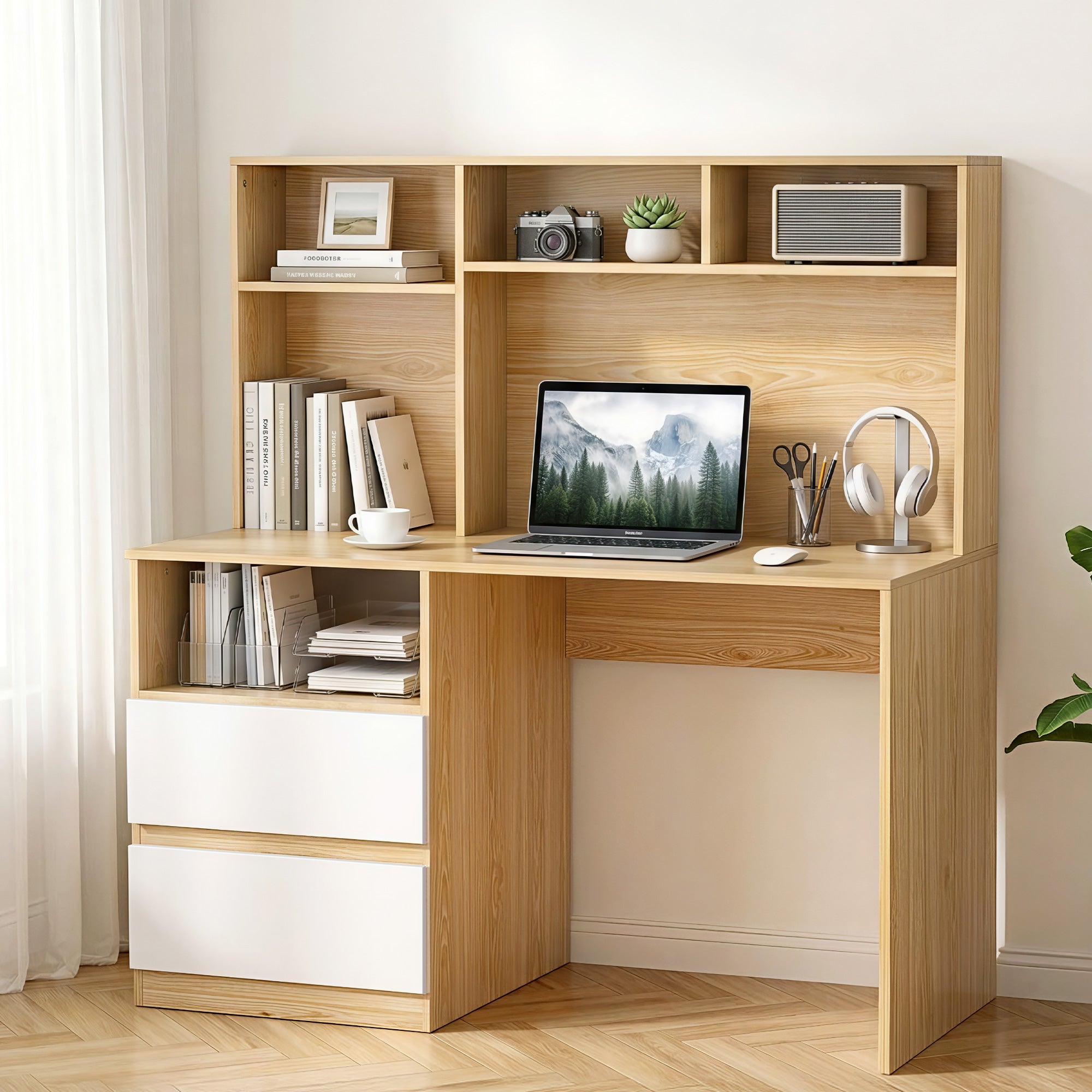 Artiss Computer Desk Office Study Desks Table Bookshelf Drawer FUR-W-CD120-WH-AB
