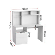 Artiss Computer Desk Office Study Desks Table Bookshelf Drawer White 120cm