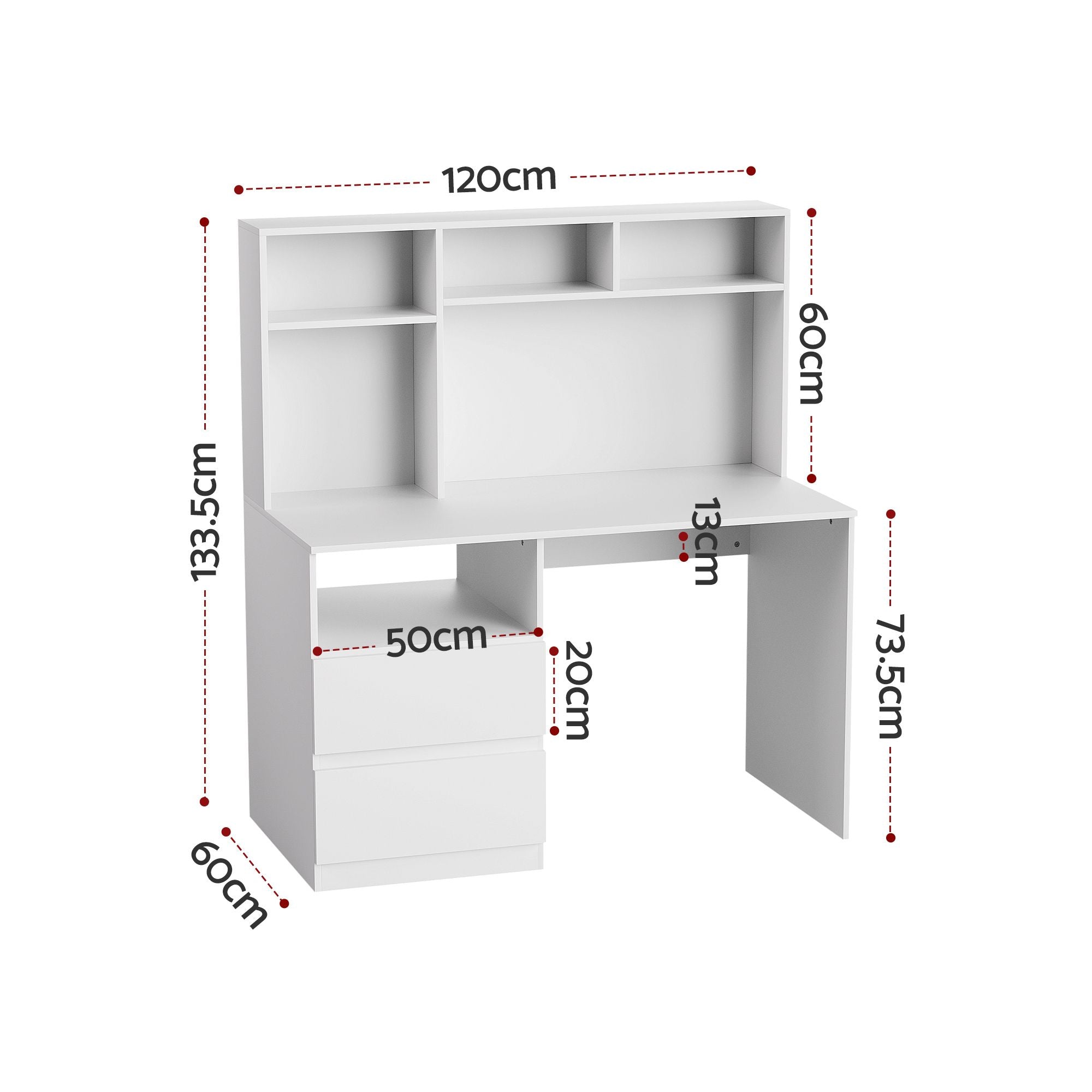 Artiss Computer Desk Office Study Desks Table Bookshelf Drawer White 120cm