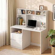 Artiss Computer Desk Office Study Desks Table Bookshelf Drawer White 120cm