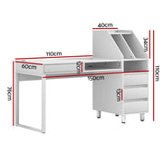 Artiss Computer Desk Office Study Desks Table Drawer Bookshelf FUR-W-CD150-WH-ABC