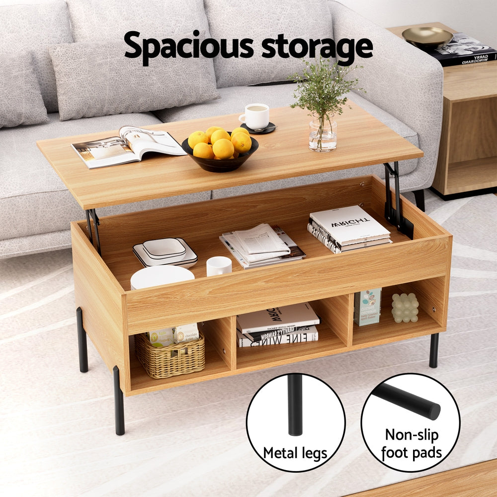 Artiss Coffee Table Lift-top Oak FUR-W-COF-LIFT-WD