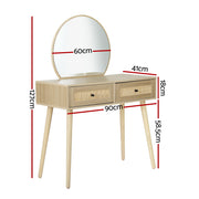 Artiss Dressing Table Set Rattan Frances FUR-W-DRESS01-RAT-WD