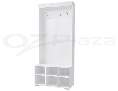 Artiss Shoe Rack Cabinet Hall Tree Coat Rack 180CM White FUR-W-SHOE-180-WH-AB