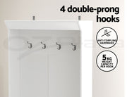 Artiss Shoe Rack Cabinet Hall Tree Coat Rack 180CM White FUR-W-SHOE-180-WH-AB