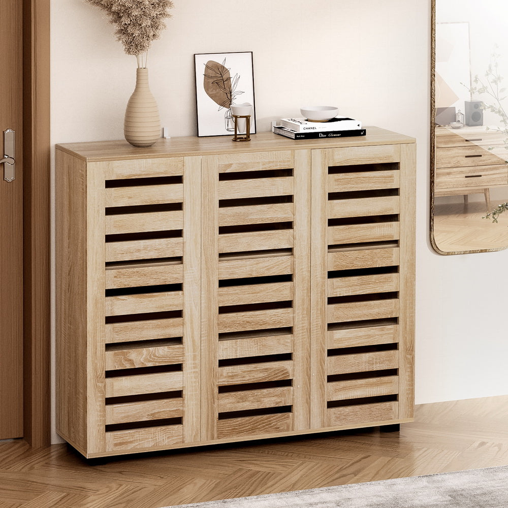 Artiss Shoe Rack Cabinet 30 Pairs Adjustable Shelf FUR-W-SHOE-LVD01-WD-AB