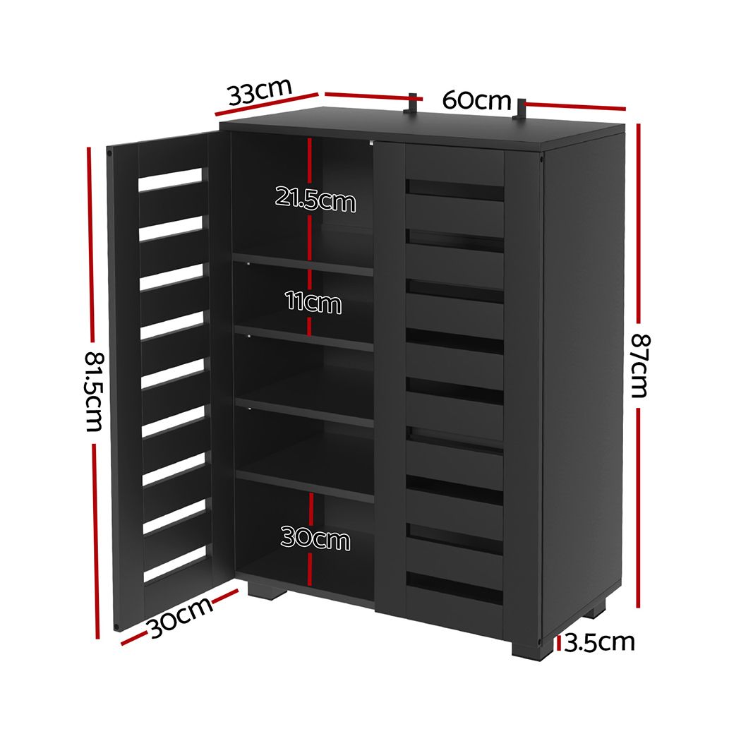 Artiss Shoe Rack Storage Cabinet 20 Pairs 5-tier Black Alster FUR-W-SHOE-LVD02-BK