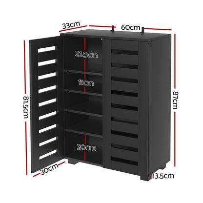 Artiss Shoe Rack Storage Cabinet 20 Pairs 5-tier Black Alster FUR-W-SHOE-LVD02-BK