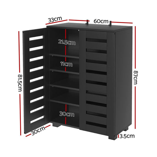 Artiss Shoe Rack Storage Cabinet 20 Pairs 5-tier Black Alster FUR-W-SHOE-LVD02-BK