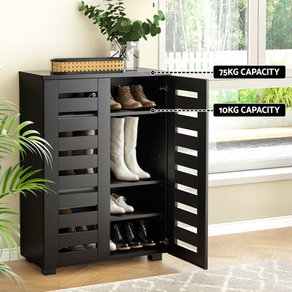 Artiss Shoe Rack Storage Cabinet 20 Pairs 5-tier Black Alster FUR-W-SHOE-LVD02-BK