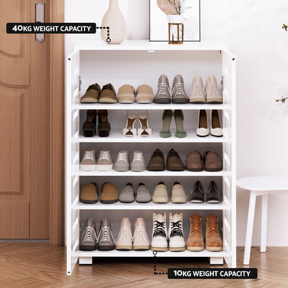 Artiss Shoe Rack Storage Cabinet 20 Pairs 5-tier White Alster FUR-W-SHOE-LVD02-WH