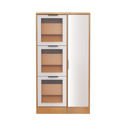 Artiss Shoe Rack Cabinet Mirror White FUR-W-SHOE-MIR3D-WHWD-AB