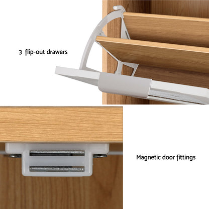 Artiss Shoe Rack Cabinet Mirror White FUR-W-SHOE-MIR3D-WHWD-AB