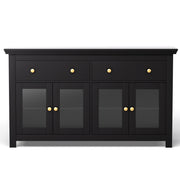 Artiss Buffet Sideboard Storage Cabinet Kitchen Cupboard Clear Door Drawer Black FUR-W-SID130-01-BK-AB